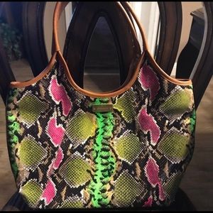 Brahmin Multi Color Anaconda Small Shopper